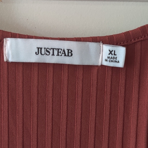 JustFab Ribbed Rust Jumpsuit - Picture 2 of 6